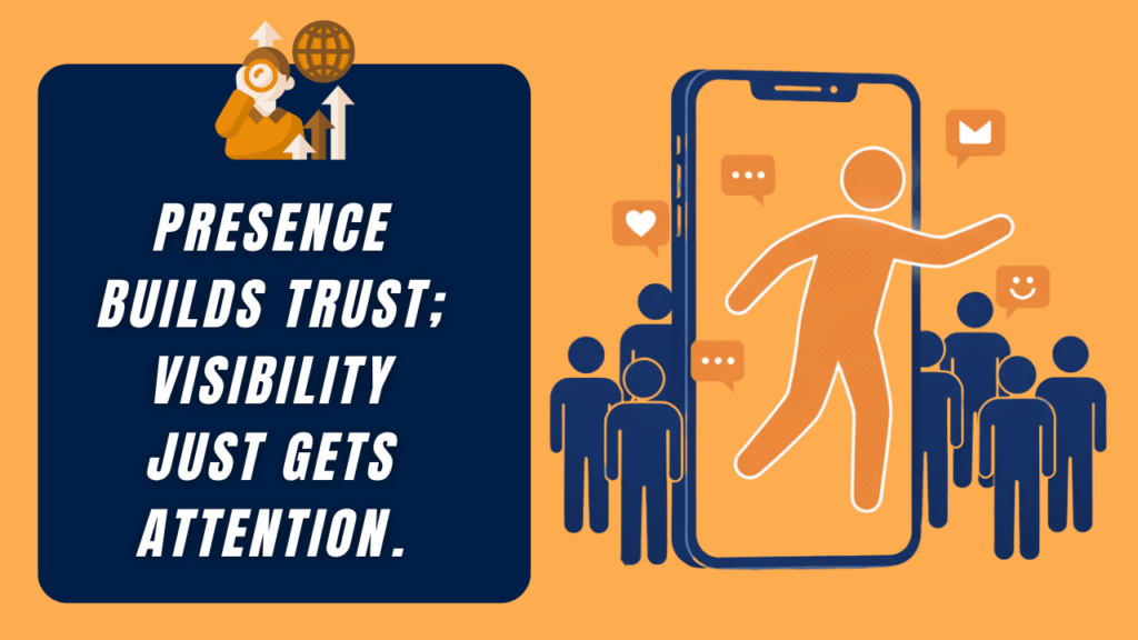 Illustration highlighting the importance of client relationships in the digital age, showing people engaging through social media and digital communication to build trust and connection.